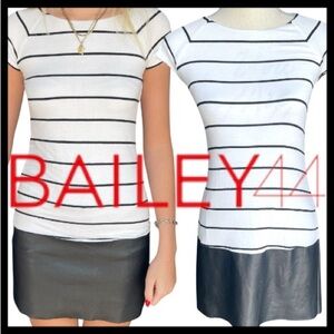 Bailey 44 DJ Baba Lorax White/Black Stripe Dress Faux Leather Trim (XS)